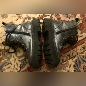 H & M Metallic Grey Combat Boots
